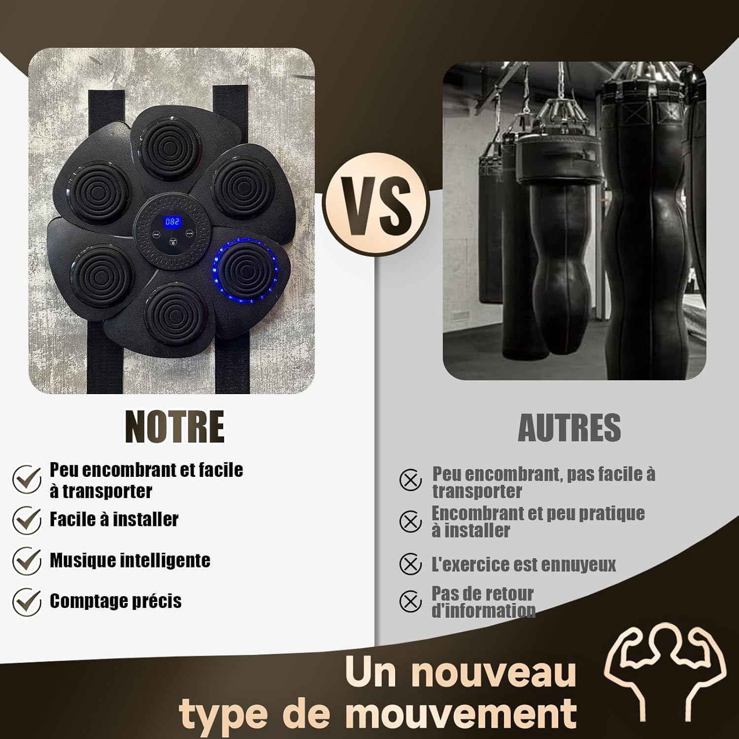 Smart Bluetooth Music Boxing Machine with LED Screen, Wall Mounted, Boxing Gloves Included for Adults and Kids Home or Gym Use