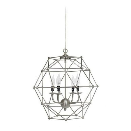 

4 Light Hexagon Industrial Rustic Pendant Light Brushed Nickel