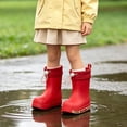 thumbnail image 2 of Otqutp Kids Rain Boots Letter Print Drawstring Cuff Waterproof Rubber Rain Shoes Non Slip Mid Calf Boots Outdoor Walking Shoes, 2 of 4