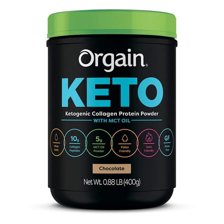 Orgain Keto Collagen Protein Powder with MCT Oil, Chocolate - Paleo Friendly, Grass Fed Hydrolyzed Collagen Peptides Type I and III, Dairy Free, Lactose Free, Gluten Free, Soy Free, 0.88 Pound