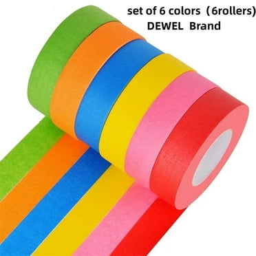 Masking Tape Colored Painter Tape Art Teacher Supplies 1 inch 6 Roll Rainbow Red Pink Blue Green DIY Art Tape 22 Yard School Gift Paper