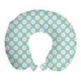 thumbnail image 1 of Spring Travel Pillow Neck Rest, Daisy Blossoms Blowing Pattern on Polka Dots Shabby Flowering Season Love, Memory Foam Traveling Accessory Airplane and Car, 12", Turquoise and White, by Ambesonne, 1 of 2