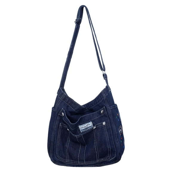 AOMRCOL Denim Crossbody Bags for Women,Large Capacity Shoulder Bag with Adjustable Strap,Vintage Casual Denim Bag,Women's Crossbody Handbags,Blue