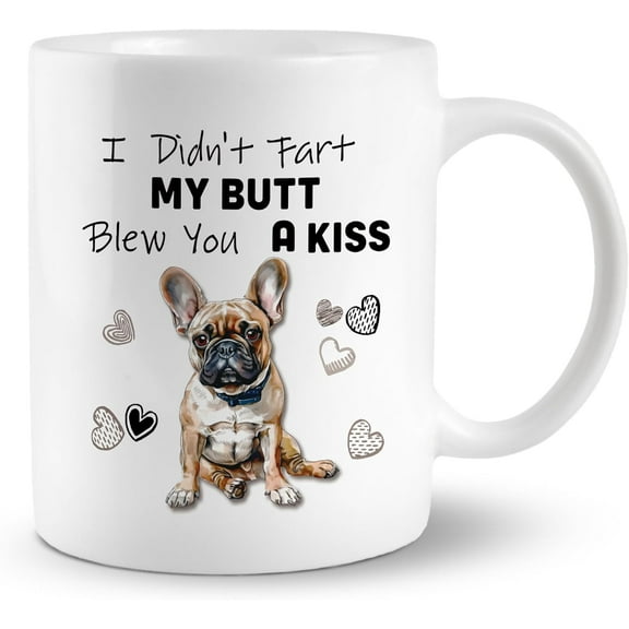 Pug Coffee Mug, Pug Gifts for Pug Lovers, Dog Mugs for Dog Lovers, i Didn''t Fart My Butt Blew You a Kiss Ceramic Mug 11oz, Funny Dog Tea Cup Coffee Mugs Gifts for Pug Dog Lovers Women Men