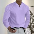 thumbnail image 4 of Ketyyh-chn99 Long Sleeve Shirts for Men 3/4 Sleeve Men Tops Dressy Casual Male Blouse Purple,S, 4 of 4