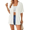 thumbnail image 1 of Daeful Womens Shirt Cardigan Solid Cover Up Spring Open Front Lightweight White XL, 1 of 6