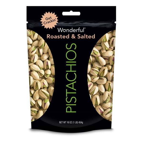 Wonderful Roasted and Salted Pistachios 16 oz Pouches Pack of 1