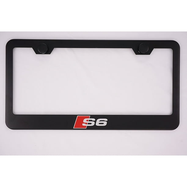 Audi S6 Black License Plate Frame with Caps, By PCR