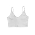 thumbnail image 2 of Txlixc Blusas cortas sin espalda con cuello en V y tirantes finos acanalados para mujer Txlixc Sexy, 2 of 4