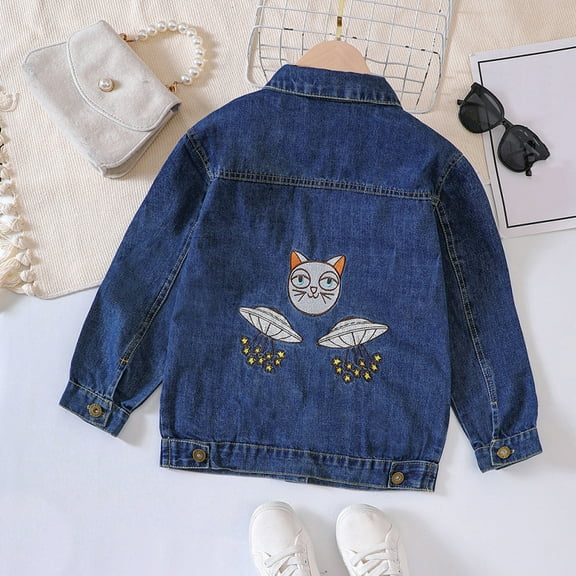 Kid Jacket Button Denim Jacket Kid Casual Jacket Blue Jean Jacket Girls Kid Fall Jacket 7-8 Years Boy Girl Fashion