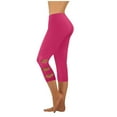 thumbnail image 2 of gbyLJF Women's Yoga Pants High Waist Solid Color Tight Fit Ankle Cutout Workout Leggings Casual Sports Fitness Cropped Pants, 2 of 7