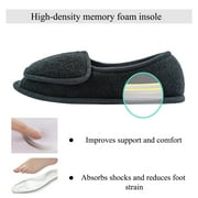 Diabetic Slippers for Women Memory Foam Arthritis Edema Adjustable Open Toe Swollen Feet House Shoes, Black 6