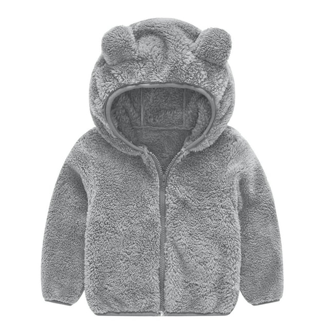 Veste à Fermeture Éclair en Peluche pour Enfants à Capuche, Veste en Peluche Double Face