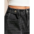 thumbnail image 3 of EMMIOL Women's Mid-Rise Stretchy Denim Hot Shorts Y2K Vintage Washed Rolled Hem Jean Shorts with Adjustable Waist and Patch Pockets, 3 of 9