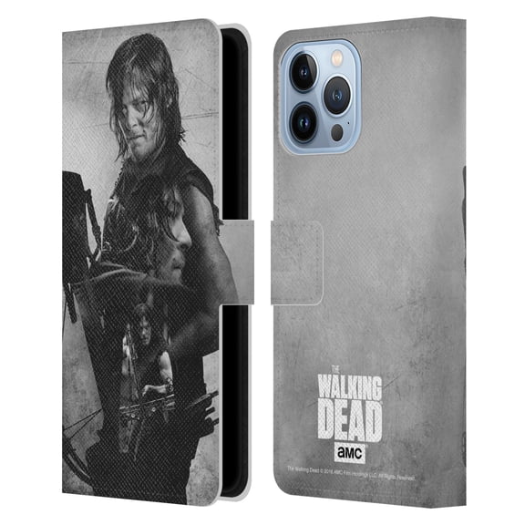 Head Case Designs Officially Licensed AMC The Walking Dead Double Exposure Daryl Leather Book Wallet Case Cover Compatible with Apple iPhone 13 Pro Max