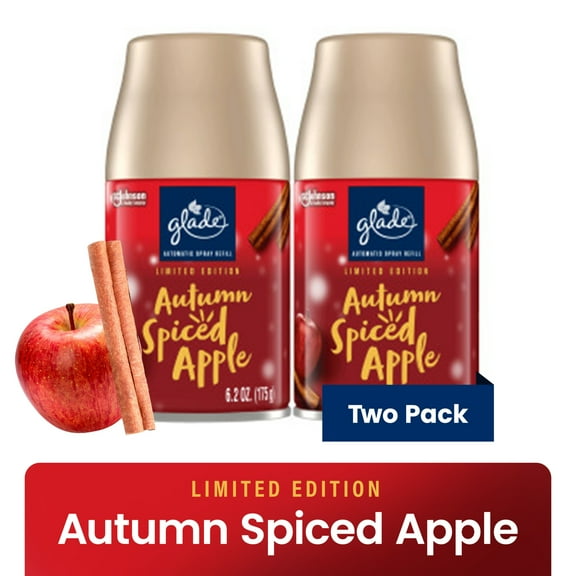 Glade Automatic Spray Refills, Air Freshener, Autumn Spiced Apple, Fragrance Infused with Essential Oils, 6.2 oz, 2 Count