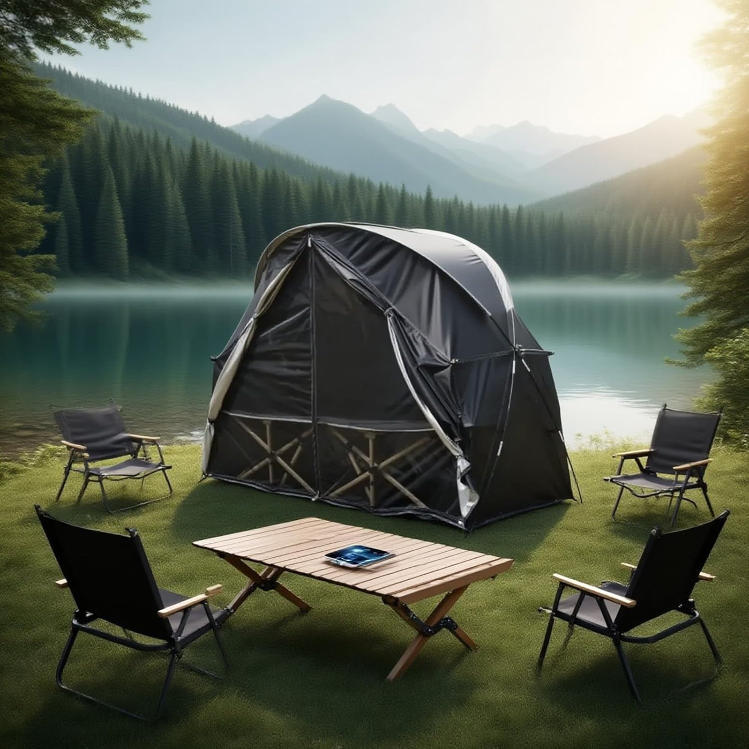 1 Person Cot Tent with Breathable Mesh Door and Screen Windows – Easy to Put Together, All-Weather Shelter for Camping & Backyard, Without Bed