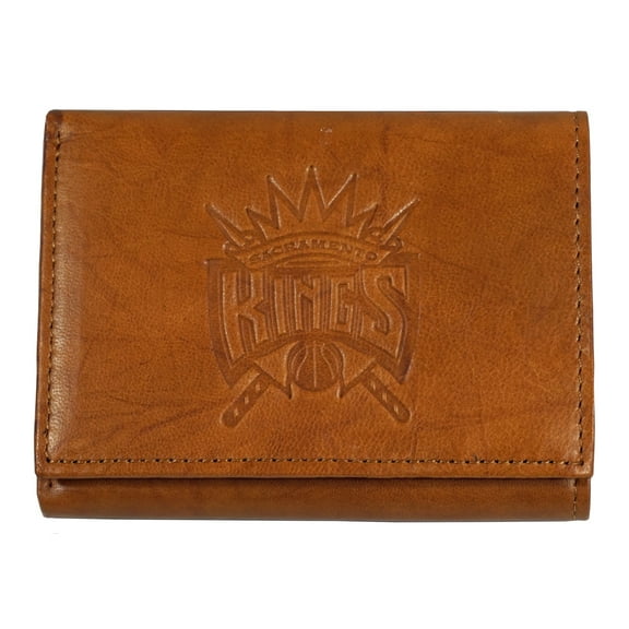 Sacramento Basketball Kings Brown Leather Embossed Trifold Wallet