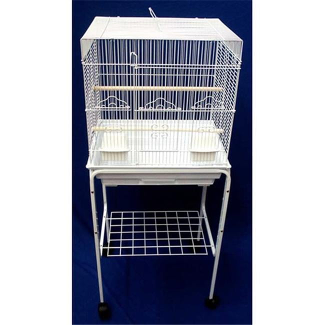 58244814WHT Square Top Small Bird Cage with Stand in White