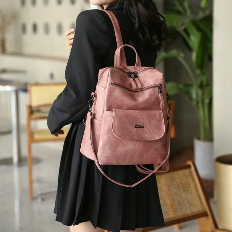 ZRSUN Women Backpack PU Leather Travel Backpack Fashion  display picture 1