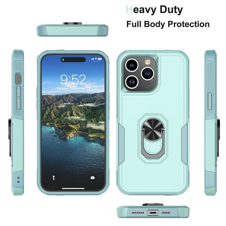 Phone Case for iPhone 15,15 Pro,15 Plus,15 Pro Max Case,Heavy Duty  Shockproof Full Body Phone Cover Built in 360°Rotatable Ring Holder  Magnetic Kickstand for Apple iPhone 15 Pro 6.1, 2023 Blue 