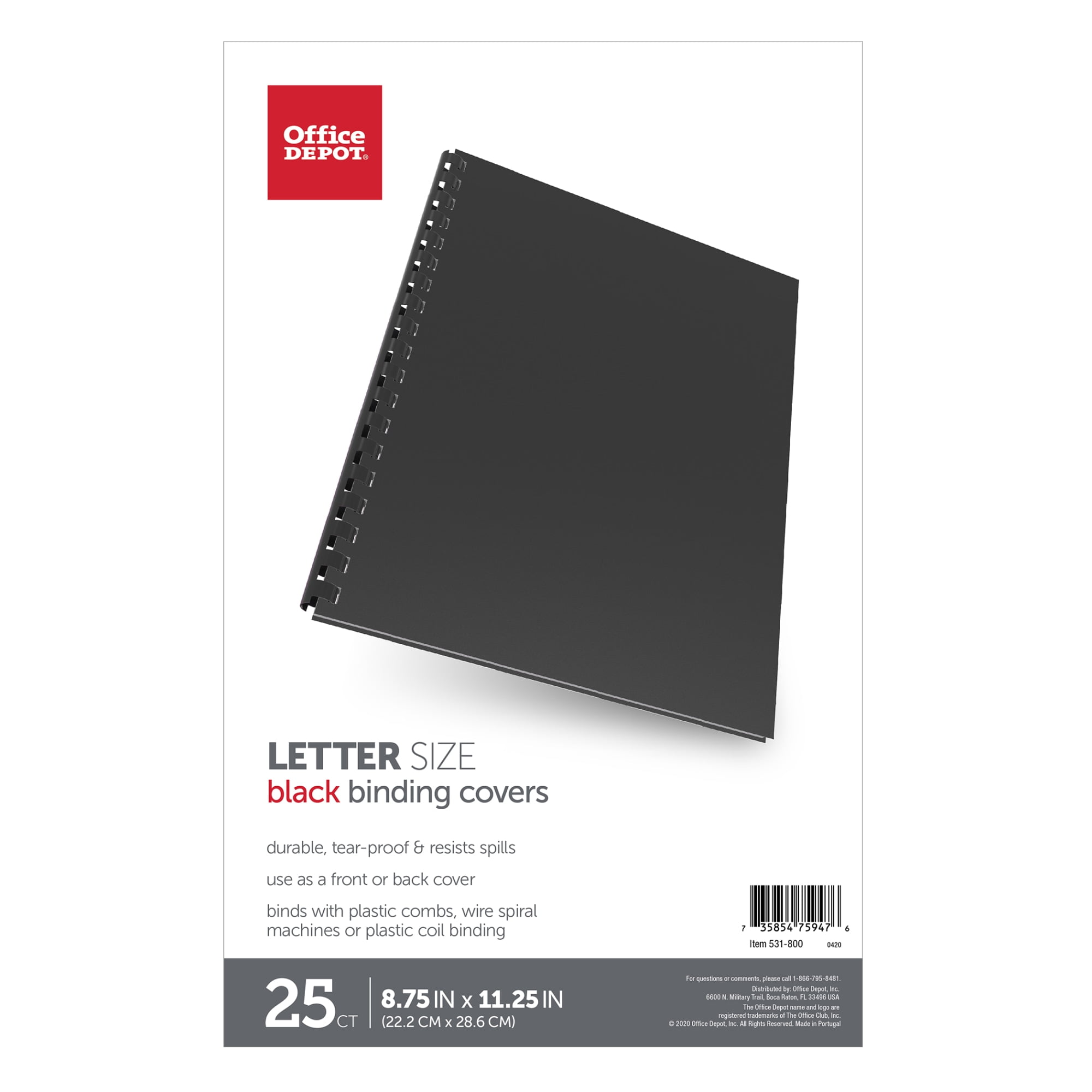 Office Depot Binding Backs, 8 3/4in. x 11 1/4in., Black, Pack Of 25, 25834
