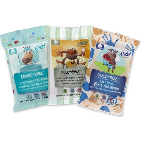 Natural Essentials Kids Ouch-Eez First Aid Wipes for Children Apple Scent, 32 Ct