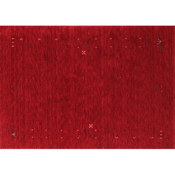 Ahgly Company Indoor Rectangle Abstract Red Contemporary Area Rugs, 2' x 5'