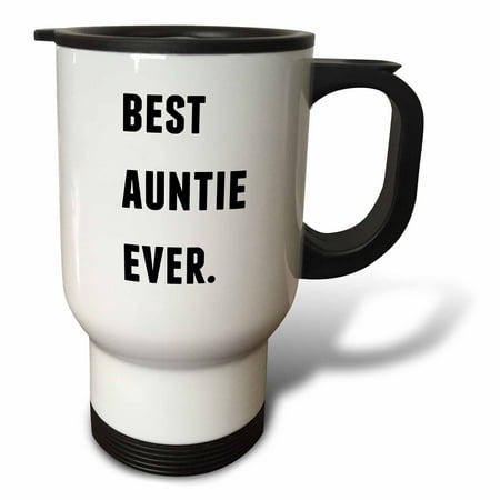 

3dRose Best Auntie Ever Black Letters On A White Background Travel Mug 14oz Stainless Steel