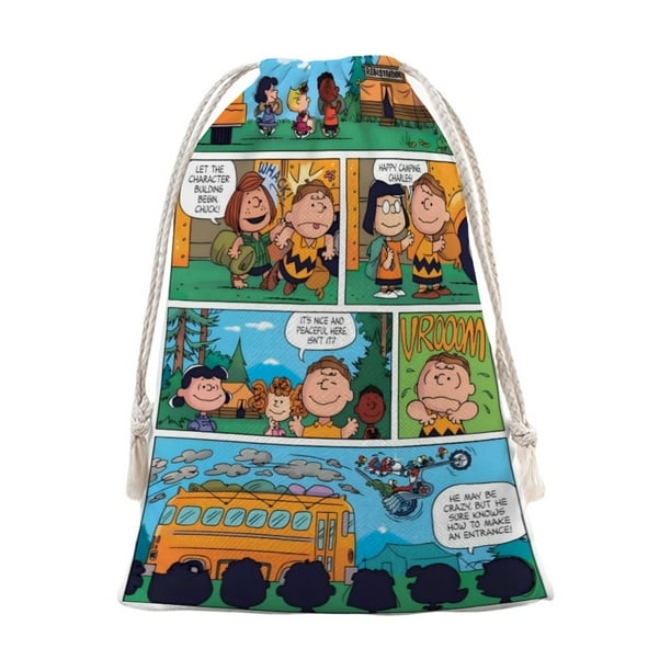 ¡Corre, Charlie Brown! (2) Bolsa de regalo con cierre de cinta navideño para decoración de Navidad,50cm×80cm.