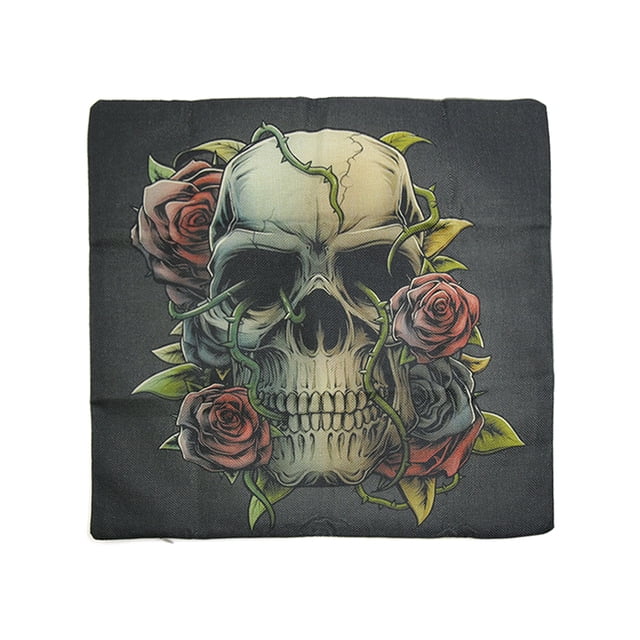 Cuadrado de Lino Bailar Cráneo Estampado de Coches Lanzar Almohadilla Cabezal del Amortiguador de La Cubierta Funda Decoración del Hogar