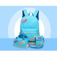 thumbnail image 3 of Children Kids 3 Pieces Dots Lightweight Nylon Backpack Schoolbag Set(Sky-blue), 3 of 5