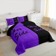 thumbnail image 3 of Homewish Mr and Mrs Queen Comforter Set, Black Purple Couples Print Bedding Sets, Romantic Valentines Day Reversible Bedding Comforter Set, Lightweight Room Decor, 3-Piece, 3 of 8