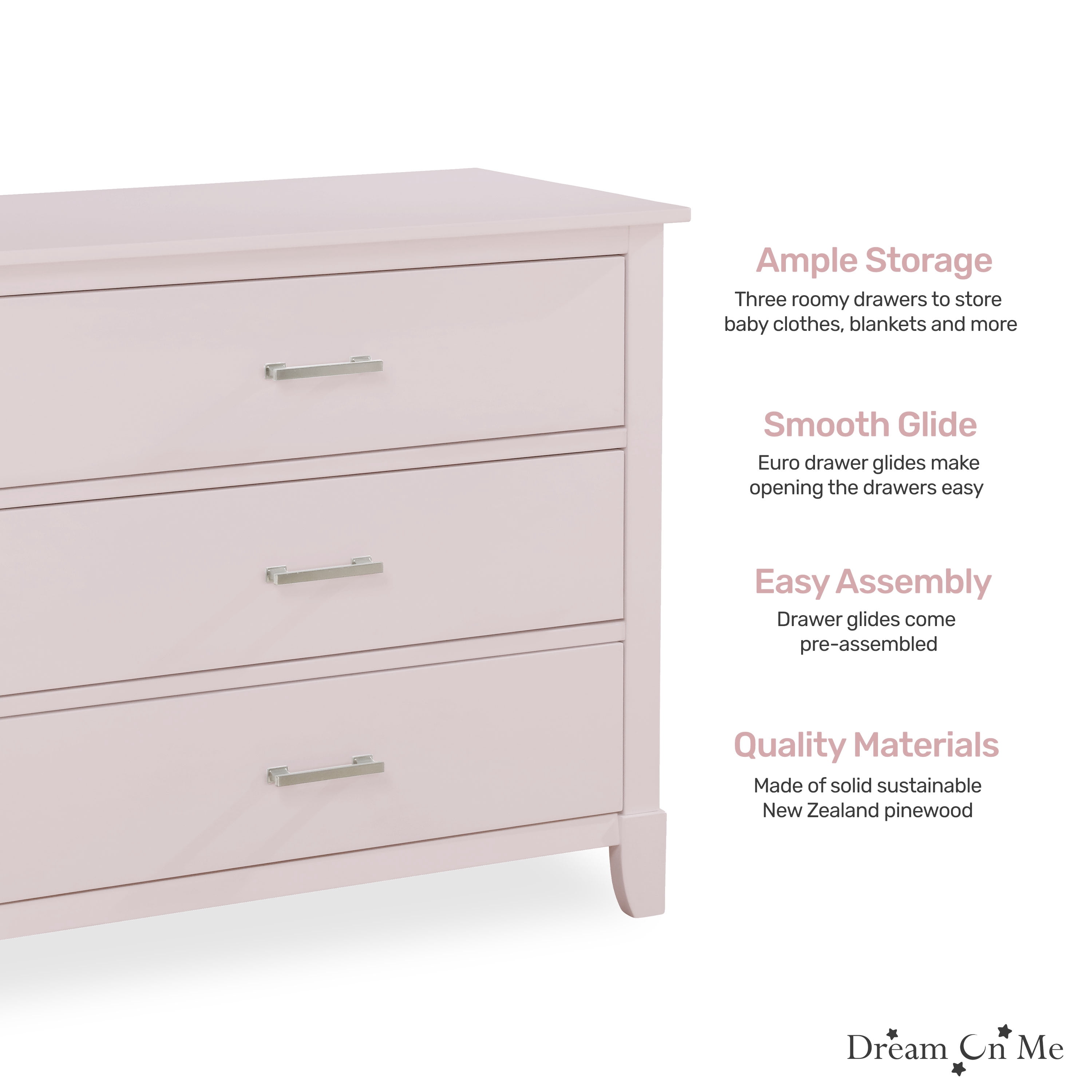 Dream On Me Ollie Dresser, Blush Pink