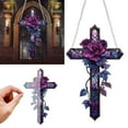 thumbnail image 3 of Rose Cross Hanging Ornament - Floral Cross Christmas Tree Hanging Window Decor 2D Flat, Christian Inspirational Home Decorative Gifts for Family Friends, 3 of 7