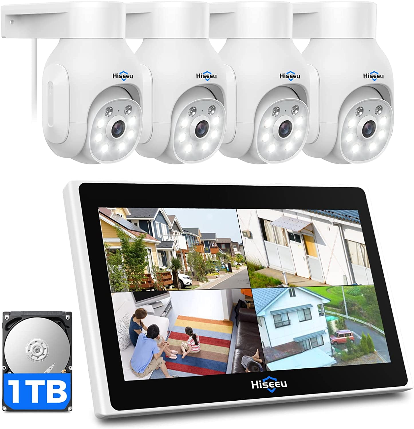 Hiseeu Wireless Security Camera System, 4PCS 5MP Outdoor Camera with