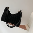 thumbnail image 5 of Bolso de mano de pana suave a cuadros para debajo del brazo, moderno, sencillo, de color liso, color negro, 5 of 5