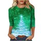 thumbnail image 2 of Pntutb moda mujer camiseta estampada de longitud media 3/4 mangas blusa cuello redondo casual tops Pntutb Pntutb-3253, 2 of 5