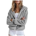 thumbnail image 7 of Htigea Womens Zip Up Hoodies Oversized Sweatshirts Fall School Fashion Outfits Casual Jackets Winter Clothes Gray L, 7 of 7