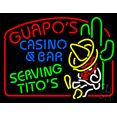 thumbnail image 1 of Guapos Casino And Bar Serving Titos LED Neon Sign 24 x 31 - inches, Clear Edge Cut Acrylic Backing, with Dimmer - Bright and Premium built indoor LED Neon Sign for Bar decor., 1 of 7