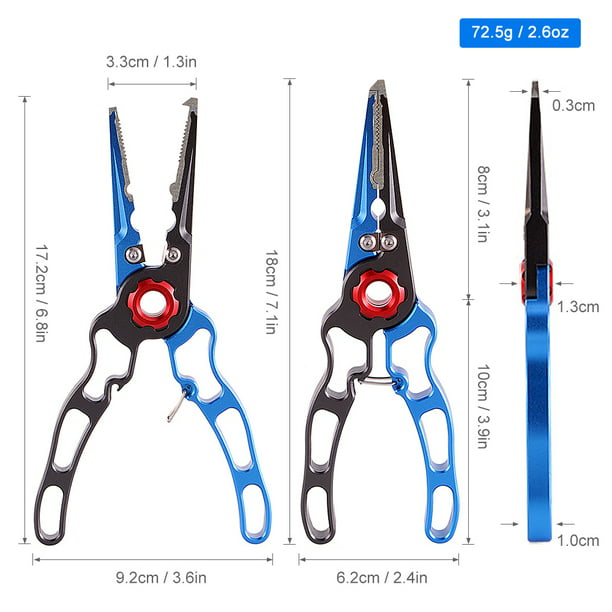 Aluminium Fishing Pliers Hook Remover Pliers Fish Holder Split Ring Tool  Clip Clamp Line with Lanyard and Storage Bag