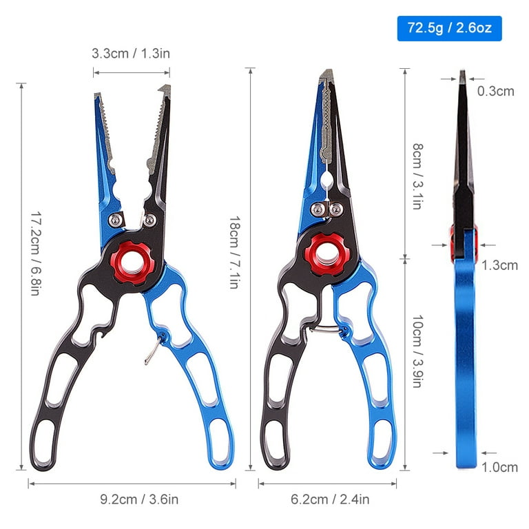 OWSOO Aluminium Fishing Pliers Hook Remover Pliers Fish Holder Split Ring  Tool Clip Clamp Line with Lanyard and Storage Bag