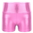 thumbnail image 6 of dPois Kids Girls Sparkly Tumbling Dance Outfit Long Sleeve Gymnastics Leotard with Metallic Shorts Pink 14, 6 of 9