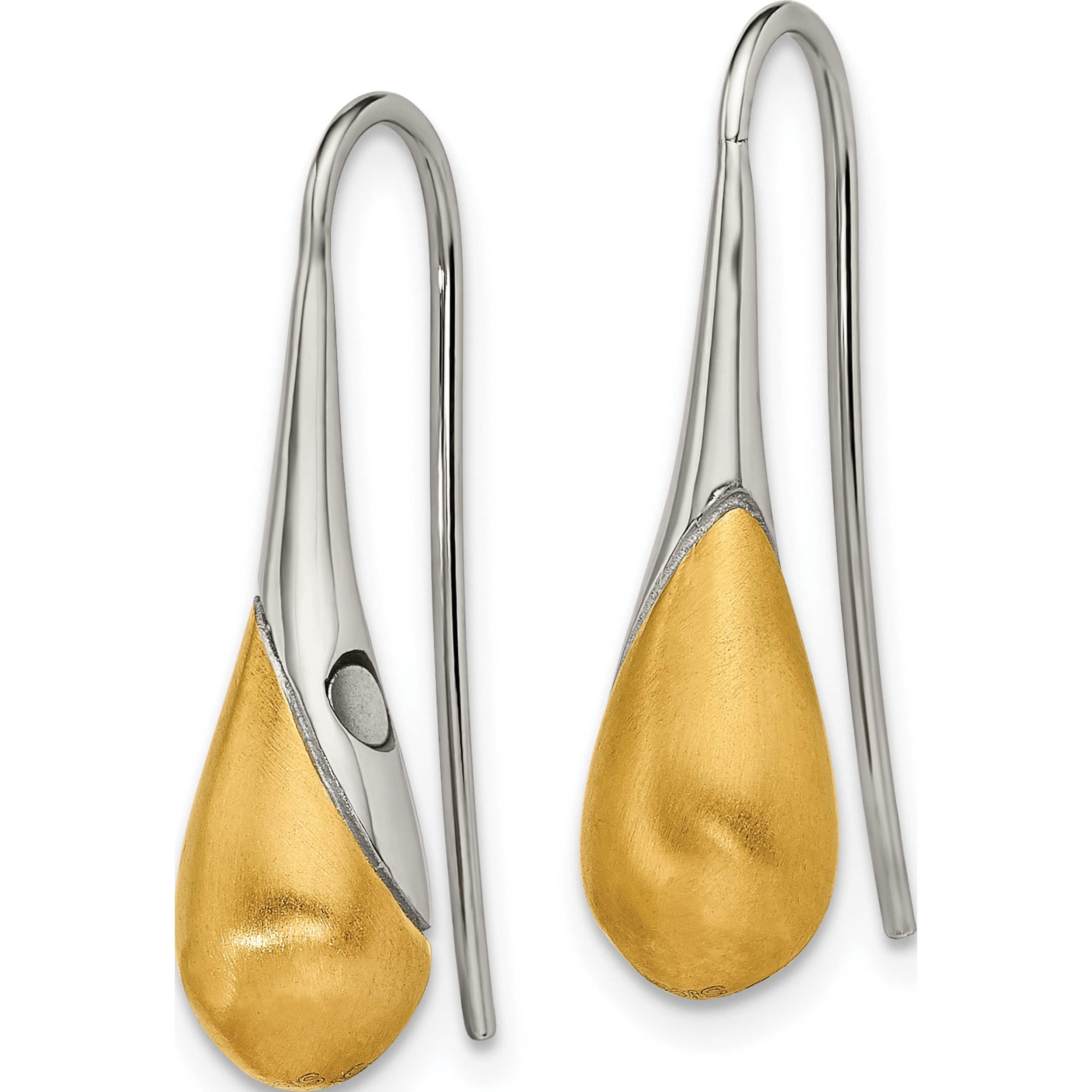 Stainless Steel Brushed & Polished Yellow Ip Magnetic Shepherd Hook Earring (26.5 X 6.5) Made In China sre1567