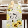 thumbnail image 3 of Table Runners 72 Inches Long Dress Scarves, Sunflower Floral Farmhouse Kitchen Table Runner, Coffee Tablerunners, Farmhouse Pastoral Daisy Bees Beige Burlap 18x72 Inch, 3 of 9