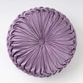 thumbnail image 1 of Xiao Hua Cojines de terciopelo liso para asiento, cojines redondos para suelo, cojines gruesos para silla, cojines plisados para dormitorio y sala de estar (morado claro, diámetro de 35 cm), 1 of 5