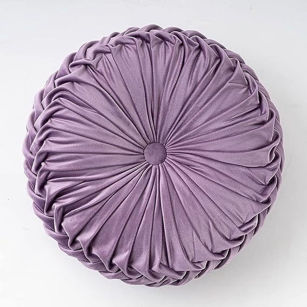Nvzi Cojines de asiento de terciopelo sólido, cojines de suelo redondos, cojines de silla gruesos,cojines decorativos para dormitorio, sala de estar (morado claro, diámetro 14")