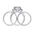 thumbnail image 4 of BERRICLE Sterling Silver 3-Stone Wedding Engagement Rings 2.6 Carat Emerald Cut Cubic Zirconia CZ East-West Ring Set for Women, Rhodium Plated Size 9.5, 4 of 11