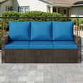 thumbnail image 2 of Homrest Outdoor Patio Couch Sofa, All-Weather PE Wicker 3 Seater Couch, Outdoor Seating Patio Furniture Sofa with Cushions, Modern Garden Furniture for Deck, Balcony, Porch(Navy), 2 of 7