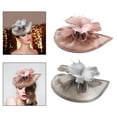 thumbnail image 1 of Sombrero de malla de 2 piezas, elegante flor, cóctel, fiesta de té, Derby de Kentucky rosa gris Hugo sombrero tocado, 1 of 10
